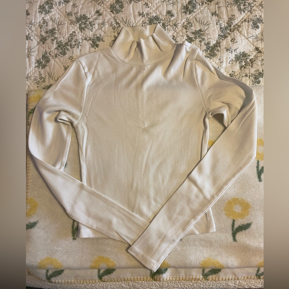 American Eagle Outfitters Cream Ribbed Turtleneck